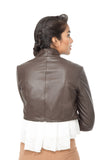 Cropped Nappa leather blazer
