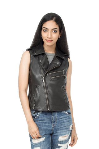 Leather moto vest