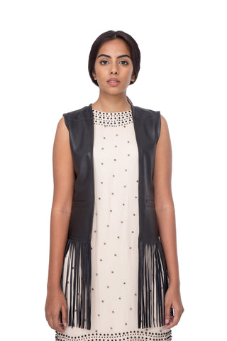 Black fringe vest