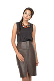 Dark brown leather formal skirt