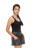 Black leather shorts
