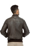 Dark brown men's leather jacket