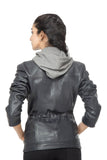 Detachable hoodie leather jacket