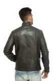 Black zip pocket leather jacket