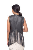 Leather fringe sleeveless vest