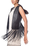 Leather fringe vest