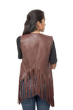 Geometric fringe leather jacket