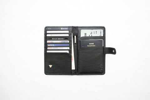 Leather Travel Wallet - Textured Black